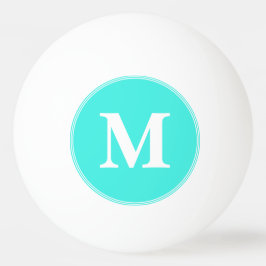Custom Teal White Monogrammed Table Tennis Beer Pingpongbal