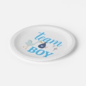 Custom Team Boy Gender Reveal Party Blauw Papieren Bordje (Gekanteld)