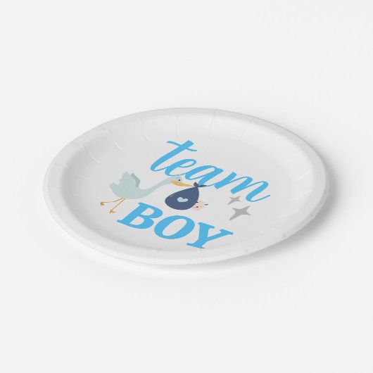 Custom Team Boy Gender Reveal Party Blauw Papieren Bordje (Gekanteld)