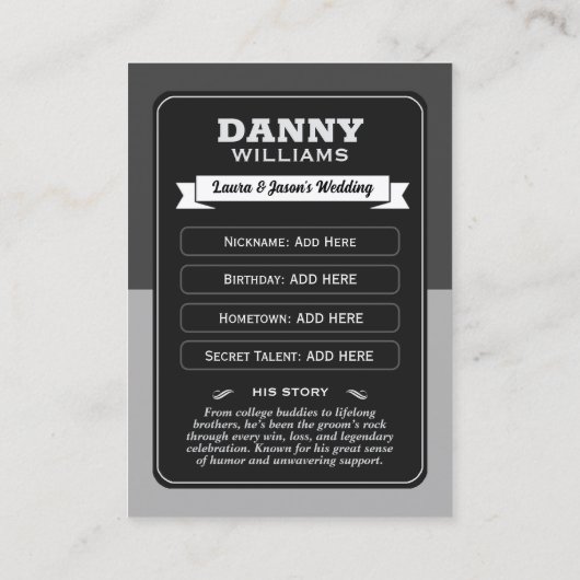 Custom Team Groom Trading Kaart, Groomsmen Gifts Contactkaartje (Achterkant)