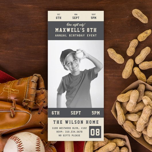 Custom Team Kleuren Sporting Event Ticket Verjaard Kaart