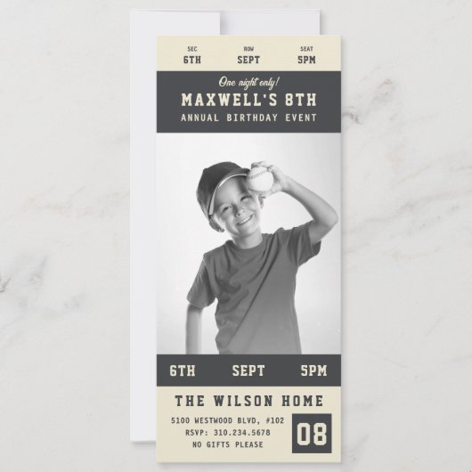 Custom Team Kleuren Sporting Event Ticket Verjaard Kaart (Voorkant)