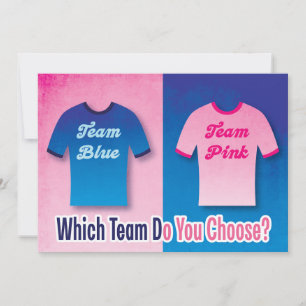 Custom Team Roze Blauw Geslacht Reveal Party Kaart