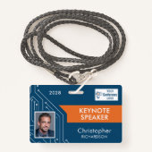 Custom Technology Keynote Speaker Photo ID Badge (Voorkant met draagriem)
