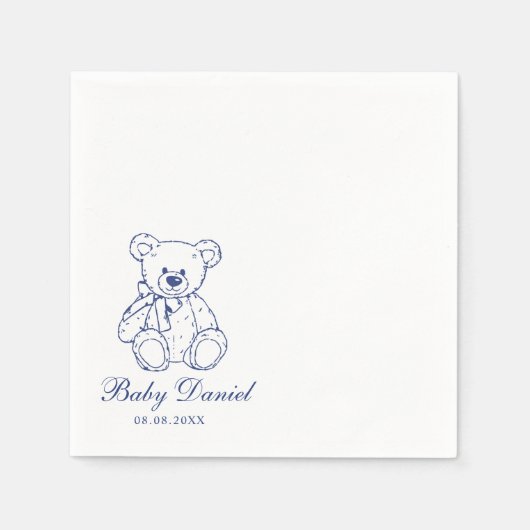Custom Teddy Bear Baby Shower Servet (Voorkant)