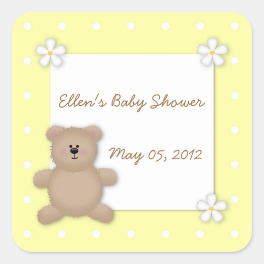 Custom Teddy Bear Baby shower Sticker (Voorkant)