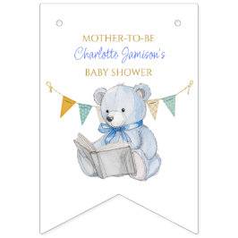 Custom Teddy Bear het lezen van een boek Baby show Vlaggetjes