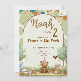 Custom Teddy Bear Picnic Birthday Invitation Kaart