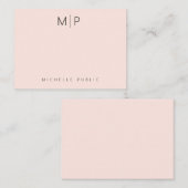 Custom Template Monogram Initial Chic Blush Pink Notitiekaartje (Voorkant / Achterkant)