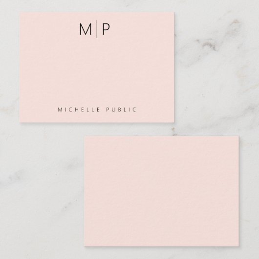 Custom Template Monogram Initial Chic Blush Pink Notitiekaartje (Voorkant / Achterkant)