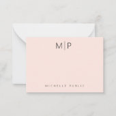 Custom Template Monogram Initial Chic Blush Pink Notitiekaartje (Voorkant)