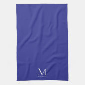 Custom Template Trendy Elegant Deep Blue Monogram Theedoek (Verticaal)