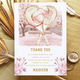 Custom Tennis Luxury Girl Birthday Bedankkaart
