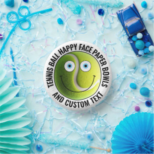 Custom Tennis Theme Party BLUE EYES Happy Face 7" Papieren Kommen