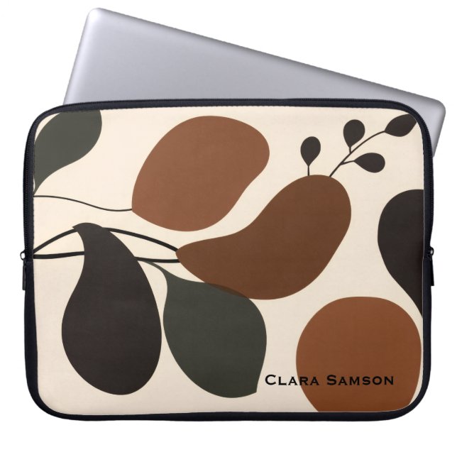 Custom Terra Cotta Abstract Silhouette Boho Laptop Sleeve (Voorkant)