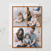 Custom Terracotta Bow Wavy Boho Collage Baby Geboo Aankondiging (Achterkant)