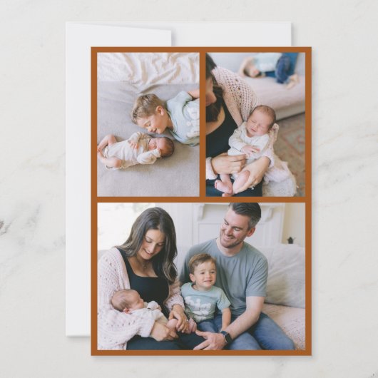 Custom Terracotta Bow Wavy Boho Collage Baby Geboo Aankondiging (Achterkant)