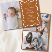Custom Terracotta Bow Wavy Boho Collage Baby Geboo Aankondiging