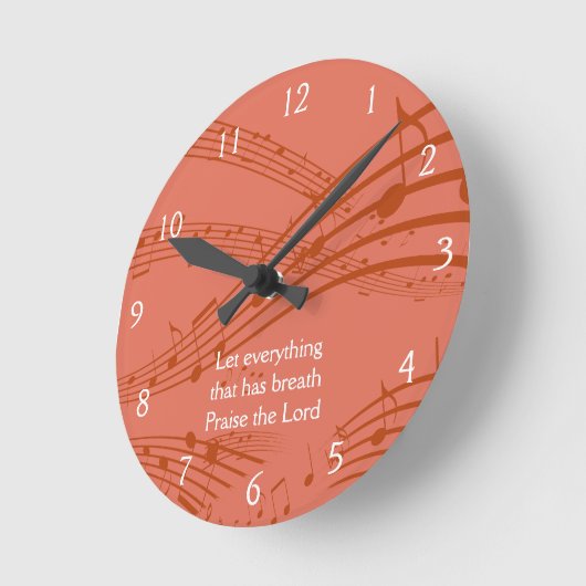 Custom Terracotta MUSIC NOTES Ronde Klok (Hoek)