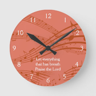 Custom Terracotta MUSIC NOTES Ronde Klok