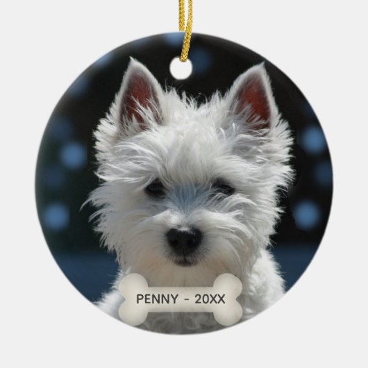Custom Terrier Puppy Dog Foto Keramisch Ornament (Voorkant)