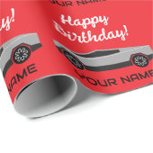 Custom Tesla pickup truck personalized Birthday Cadeaupapier (Rol Hoek)
