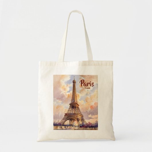Custom Test Paris Eiffel Tower France Watercolor Tote Bag (Voorkant)