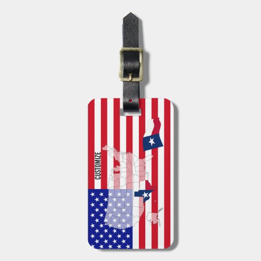 Custom Texas State USA Flag Map Bagagelabel (Voorkant verticaal)