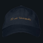 Custom Text 20 and Unstoppable Ambition-Hat Bold  Geborduurde Pet<br><div class="desc">Own your milestone with this Navy Alternative Apparel Basic Adjustable Cap featuring bold “20 and Unstoppable” embroidery that radiates confidence and ambition. The one-size-fits-all adjustable strap ensures a comfortable, secure fit—perfect for birthday parties, campus events, photoshoots, or celebratory outings. Order in bulk for your entire crew to create a powerful,...</div>