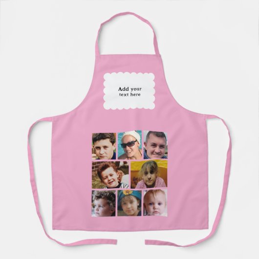 Custom text 8 photos white pink schort (Voorkant)