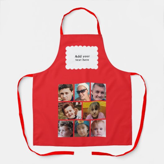 Custom text 8 photos white red schort (Voorkant)