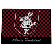 Custom Text Alice in Wonderland White Rabbit Check Groot Cadeauzakje (Voorkant)