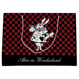 Custom Text Alice in Wonderland White Rabbit Check Groot Cadeauzakje