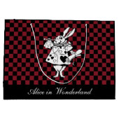 Custom Text Alice in Wonderland White Rabbit Check Groot Cadeauzakje (Achterkant)