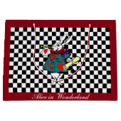 Custom Text Alice in Wonderland White Rabbit Check Groot Cadeauzakje (Voorkant)