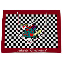 Custom Text Alice in Wonderland White Rabbit Check