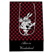 Custom Text Alice in Wonderland White Rabbit Check Medium Cadeauzakje (Achterkant)