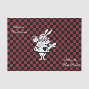 Custom Text Alice in Wonderland White Rabbit Check Tissuepapier