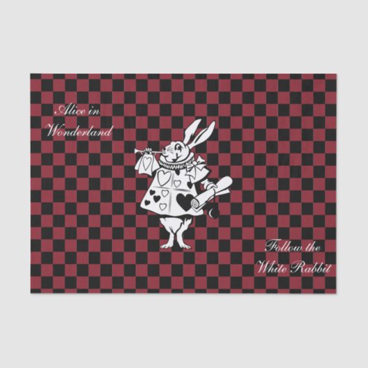 Custom Text Alice in Wonderland White Rabbit Check Tissuepapier (Voorkant)