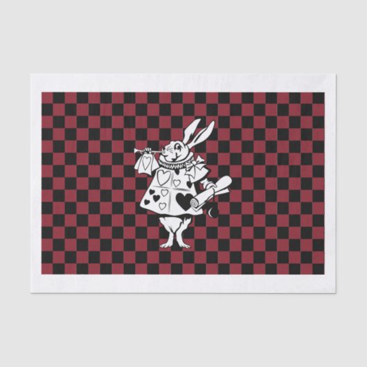 Custom Text Alice in Wonderland White Rabbit Check Tissuepapier (Voorkant)