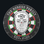 Custom Text and Photo Dartbord<br><div class="desc">A dartboard is a popular recreational and competitive game that provides hours of fun for players of all ages and skill levels. Typically made from sisal fibers, cork, or electronic components, dartboards are designed to withstand the impact of darts while offering precise scoring zones. Standard dartboards feature a circular design...</div>