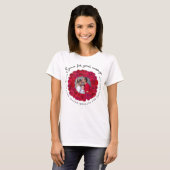 Custom Text And Photo Red Rose Circular Frame T-shirt (Voorkant volledig)