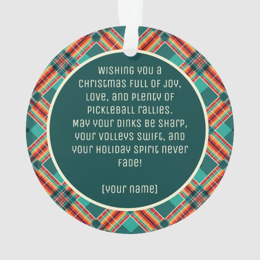 Custom text at back Pickleball Gingerbread Joy Ornament (achterkant)