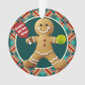 Custom text at back Pickleball Gingerbread Joy Ornament (voorkant)