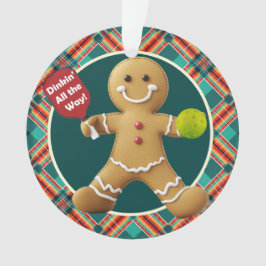 Custom text at back Pickleball Gingerbread Joy Ornament