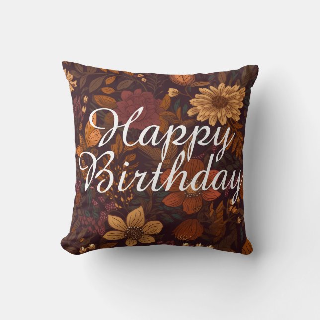 Custom Text Autumn Floral Beauty brown season Kussen (Voorkant)