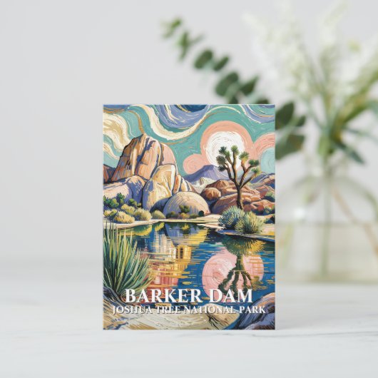 Custom Text Barker Dam Joshua Tree Van Gogh Desert Briefkaart (Staand voorkant)