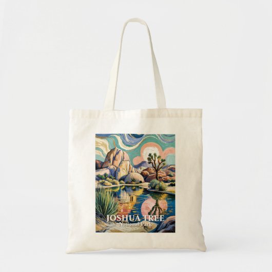 Custom Text Barker Dam Joshua Tree Van Gogh Desert Tote Bag (Voorkant)