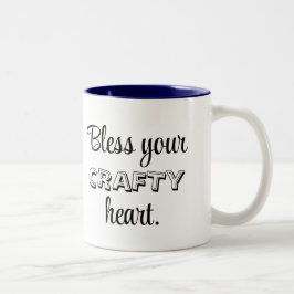 Custom Text, Bless Your Crafty Heart Tweekleurige Koffiemok