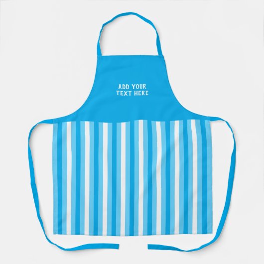 Custom text blue white striped  schort (Voorkant)